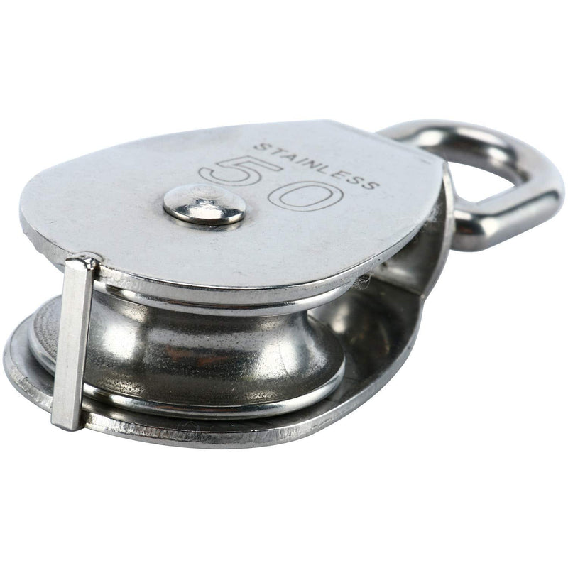 Rocaris 4 Pack M50 Lifting Single Pulley Roller Loading 880Ibs, 304 Stainless Steel Heavy Duty Single Wheel Swivel Lifting Rope Pulley Block