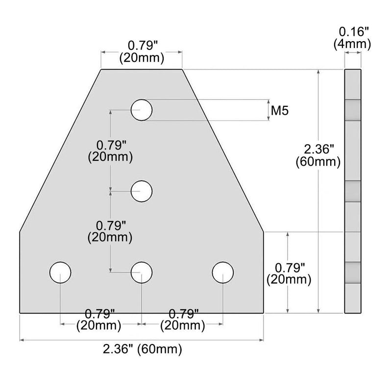 KOOTANS 10pcs 2020 Series Black 5 Hole T Shape Joint Plates with 50pcs M5 T Nuts + 50pcs M5x8mm Hex Socket Cap Screws + 1pcs Wrench, for Standard 6mm Slot Aluminum Profile 3D Printer Frame