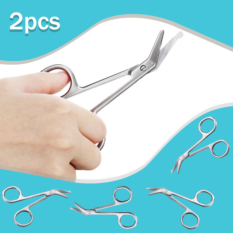 Ostomy Scissors Bandage Scissors Nursing Scissors Stainless Steel Scissors for Doctors, Nurses, Veterinary Home Nursing, 4.3 x 2.1 Inch, Curved (2 Pieces)