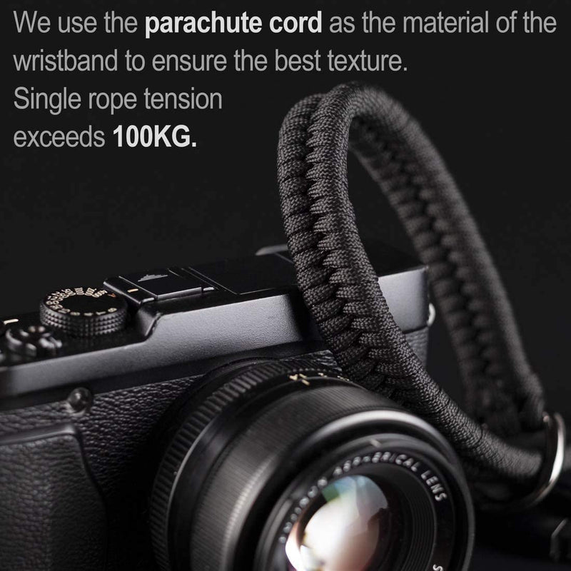 Camera Wrist Strap - Paracord High-end Camera Hand Strap Wrist Lanyard for DSLR or Mirrorless Camera Black