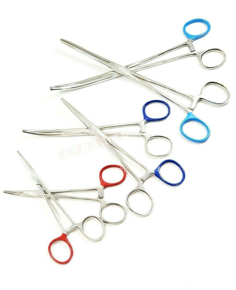 Premium Hemostat Locking Forceps 3 Curved and 3 Straight Stainless Steel