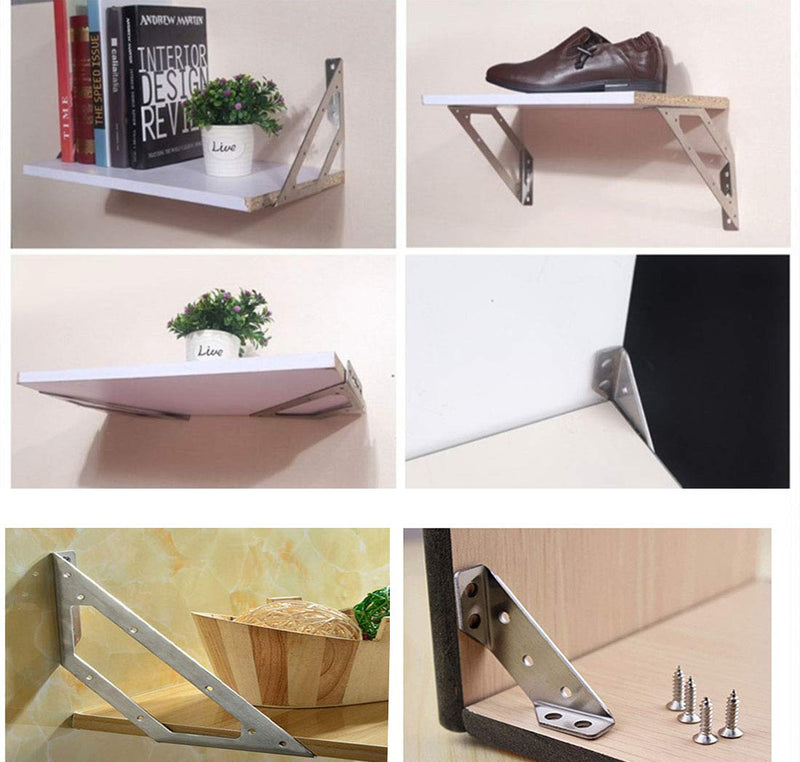PZRT 2pcs M Size Stainless Steel Furniture Fitting Corner Bracket with Mounting Screws Right Angle Angle Code L-Shaped Furniture Hardware Connector Accessories 2