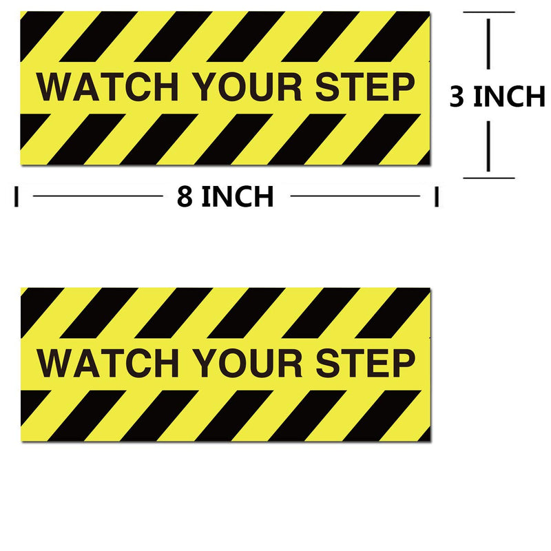 10 Pieces Watch Your Step Warning Sticker，3 by 8 Inches Adhesive Tape Anti Slip Abrasive Tape for Workplace Safety Wet Floor Caution