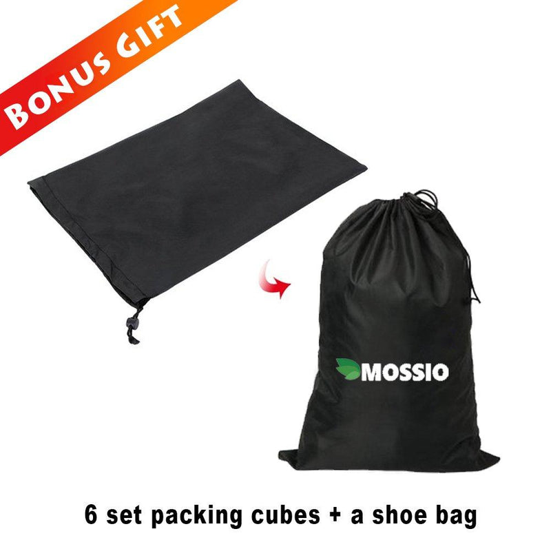 Mossio 7 Set Packing Cubes with Shoe Bag - Compression Travel Luggage Organizer Rose Red