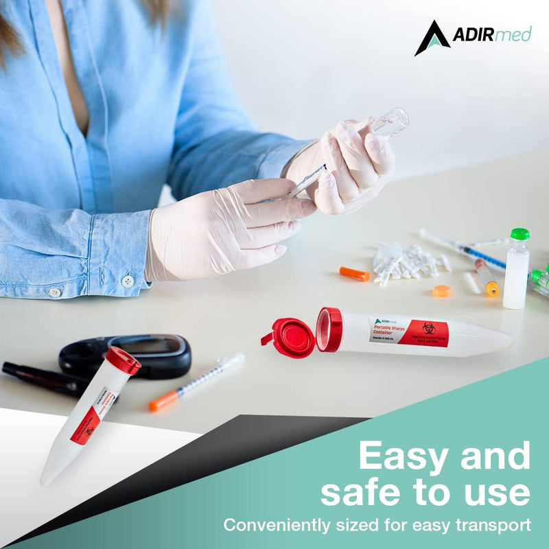 AdirMed Sharps Shuttle Container with Locking Mechanism - 6 Pack Tubes 6 Count (Pack of 1)