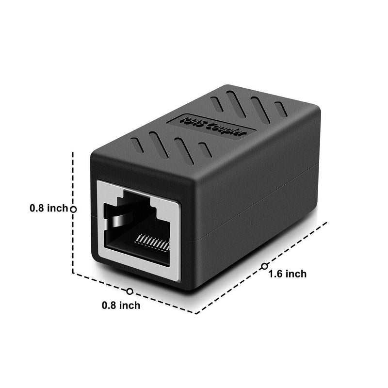 RJ45 Coupler Dingsun in-Line Coupler Cat7 Cat6 Cat5 Cat5e Network Cable Extender Adapter, Support 100BASE-TX(Black 10 PCS) Black 10pack