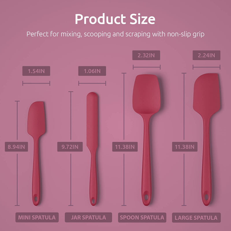 U-Taste Silicone Spatula Set with 480 Degrees Fahrenheit Heat Resistant (Red) 2.39inch (480ºF Heat Resistant) Red