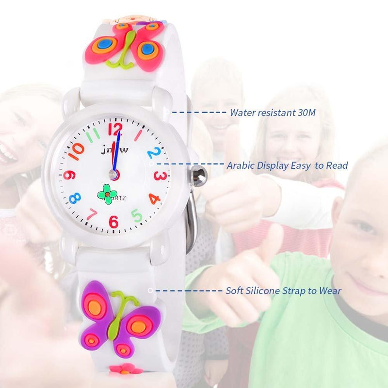 Kids Gift Cartoon Waterproof Watches Toys for Boys Girls - Best Gifts Butterfly White