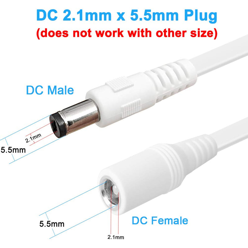 2 Pack 20FT DC Power Extension Cord,2.1mm x 5.5mm 12v DC Power Supply Adapter CCTV Security Camera Surveillance Indoor IP Camera Dvr Standalone LED Strip,Car,12 Volt Male to Female Plug Cable