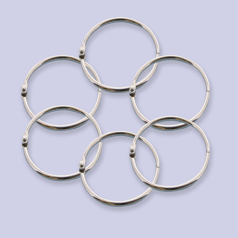 BAZIC Loose Leaf Binder Ring 2", Book Rings Binder Rings, Nickel Plated Steel Metal Ring for Flash Cards, Index Card, Keychain (6/Pack), 1-Pack 2" Bright Nickel Plated (6-count)