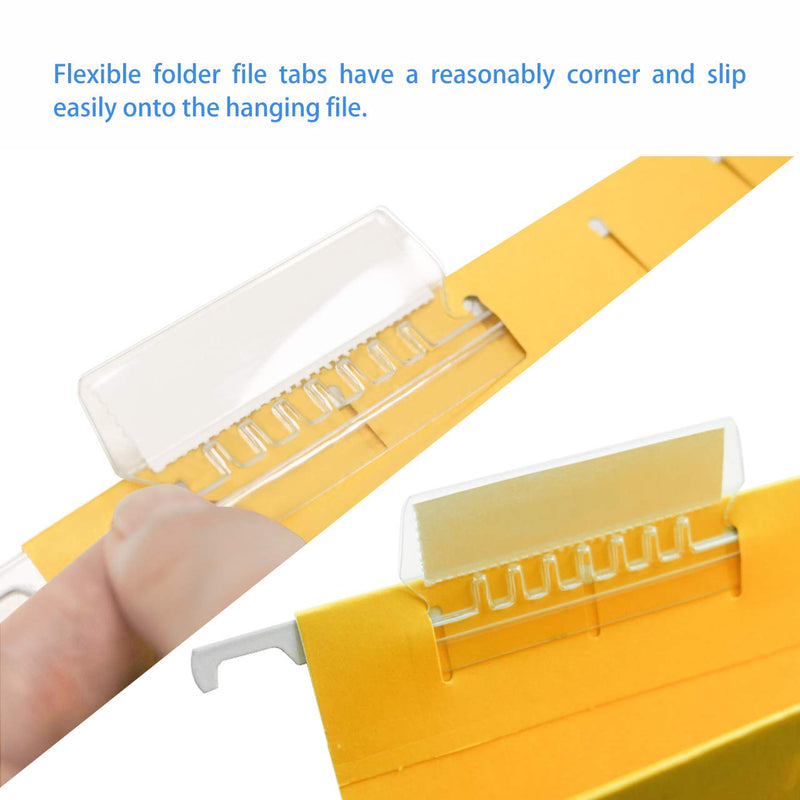 File Folder Tabs, 210+210 Sets Hanging File Folder Tabs with Inserts for Hanging Folders, 2 Inch Clear Plastic Hanging File Tabs for Quick Identification