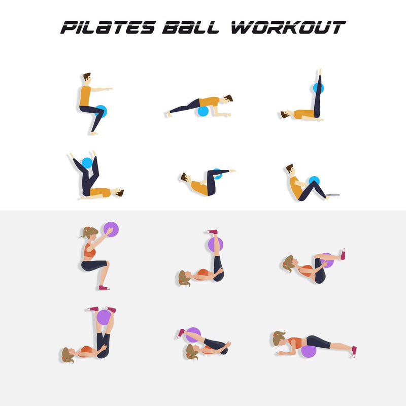 Cikyner Soft Pilates Ball, Small Exercise Ball 23-25cm Mini Gym Ball with Inflatable Straw, Suitable for Pilates, Yoga, Full body Training, Physical Therapy and Balance improving at Home, Gym & Office blue