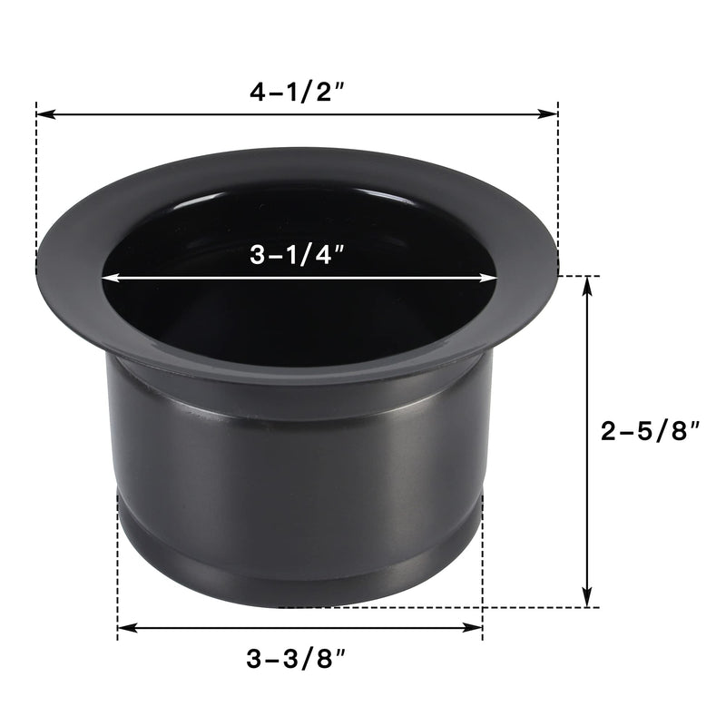 LQS Extended Sink Flange, Deep Garbage Disposal Sink Flange for Kitchen Sink, Fit for 3-1/2 Inch Standard Sink Drain Hole, Black Deep Sink Flange