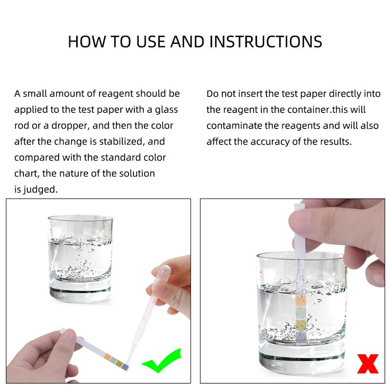 100pcs pH test strips kit, universal application (pH 0-14), testing pH for saliva, soap, urine, liquids, water, laboratory