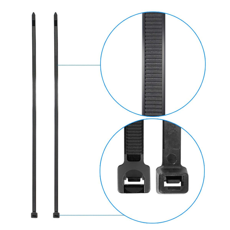 Superun Black Zip Ties 4 Inch, 18 Lbs Tensile Strength Wire Ties (Industrial Grade Cable Ties) Pack of 100