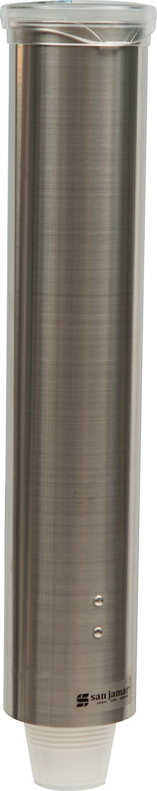 CARLISLE FOODSERVICE PRODUCTS San Jamar C4150SS Stainless Steel Small Water Cup Dispenser with Hinged Flip Cap, 16" Length