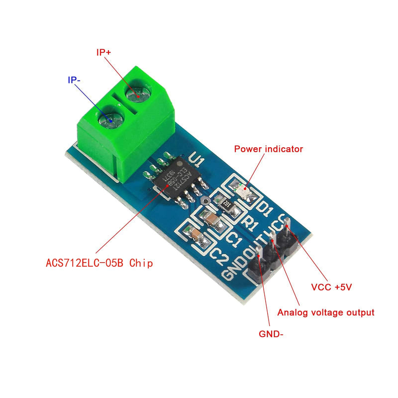 3PCS 5A Range Current Sensor ACS712 Module AC/DC for Arduino (5A)