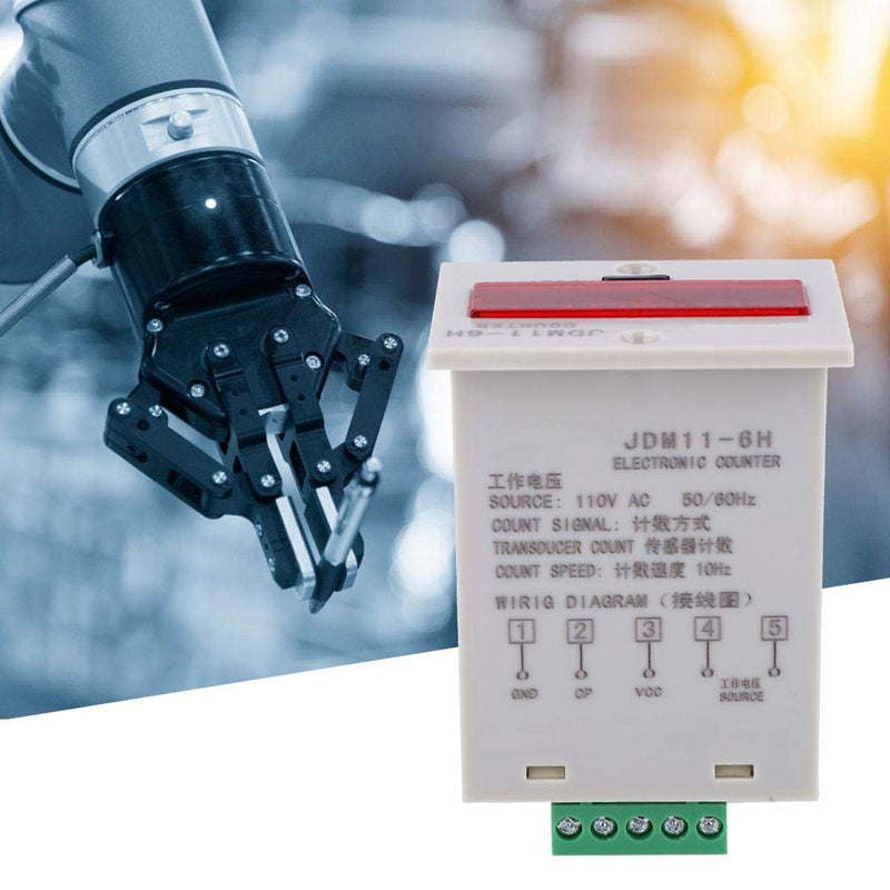JDM11-6H Electronic Counter 6 Digits LED Digital Display Counter Relay Transducer Count Accumulating Counter (AC110V)
