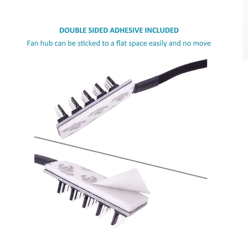 GeekerChip 4-pin PWM fan hub, 5-port fan hub, 4-pin connector for PC fan hub, 4 PIN PWM fan splitter cable, suitable for computer PC fan cable 5 way