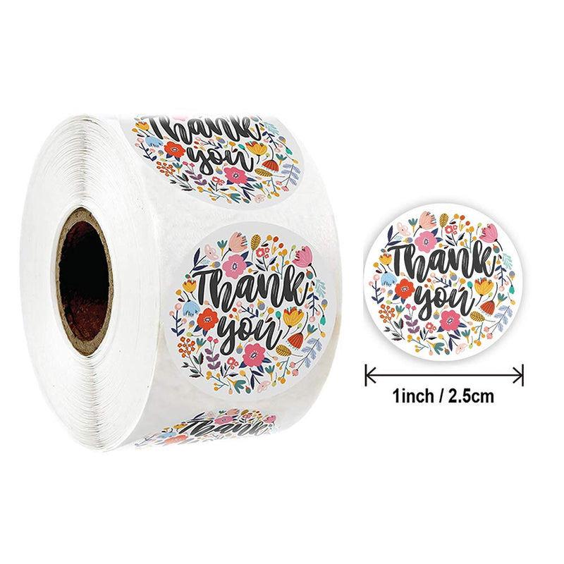 Floral Thank You Sticky Label Water Color Flower Design 500 Labels per Roll for Birthdays 1.0inch for Wedding Birthday Party Business (A7) A7
