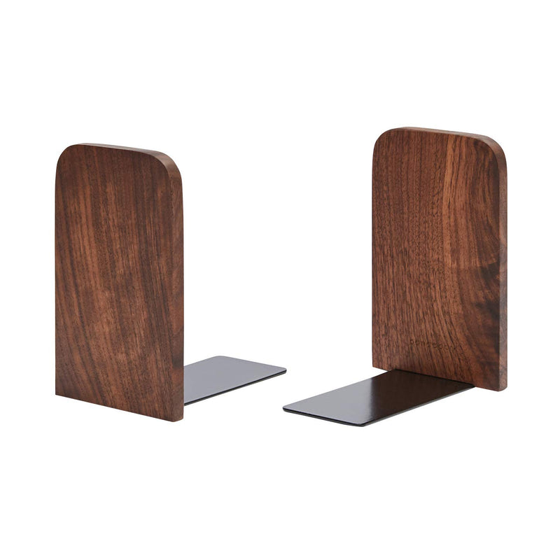 Pandapark Wood Bookends,Pack of 1 Pair,Non-Skid,Black Walnut,Office Book Stand (Black Walnut-A) Black Walnut-a