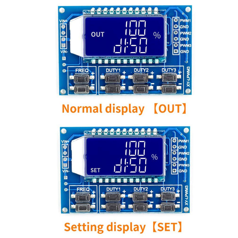 HiLetgo 2pcs 3 Channel PWM Pulse Generator Signal Generator Module Adjustable Frequency Square Wave Rectangular Wave Signal Generator Duty Cycle with LCD Display 1Hz-150Khz