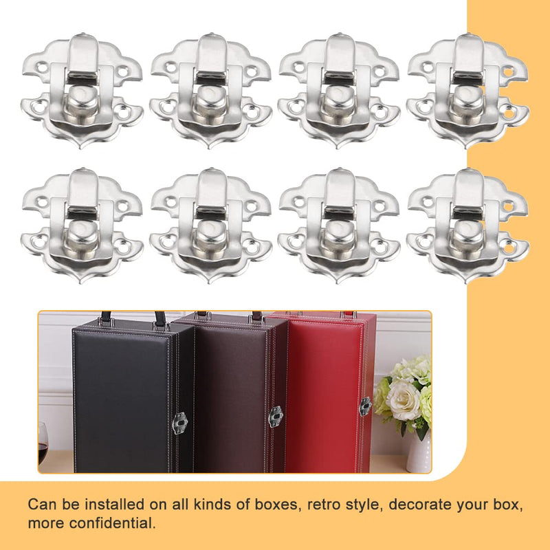 Decorative Hasp Latch, Yetaha 10PCS Iron Cabinet Hasp for Jewelry Wooden Box Case Drawer Hasp Latch Buckle, with 40 Mounting Screws (Silver) Silver