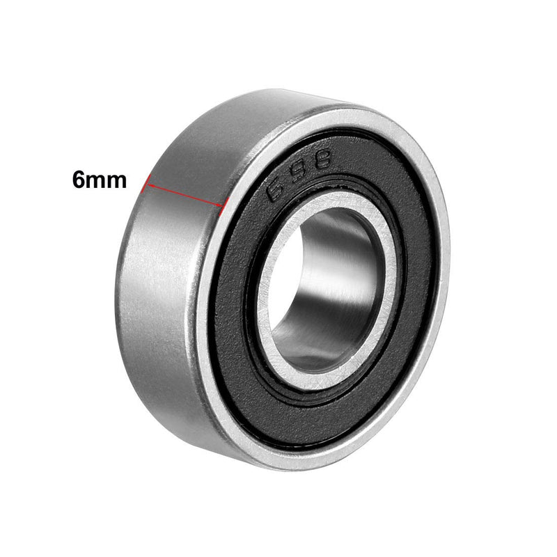 uxcell 698-2RS Deep Groove Ball Bearing Double Sealed 1180098, 8mm x 19mm x 6mm Carbon Steel Bearings (Pack of 10)