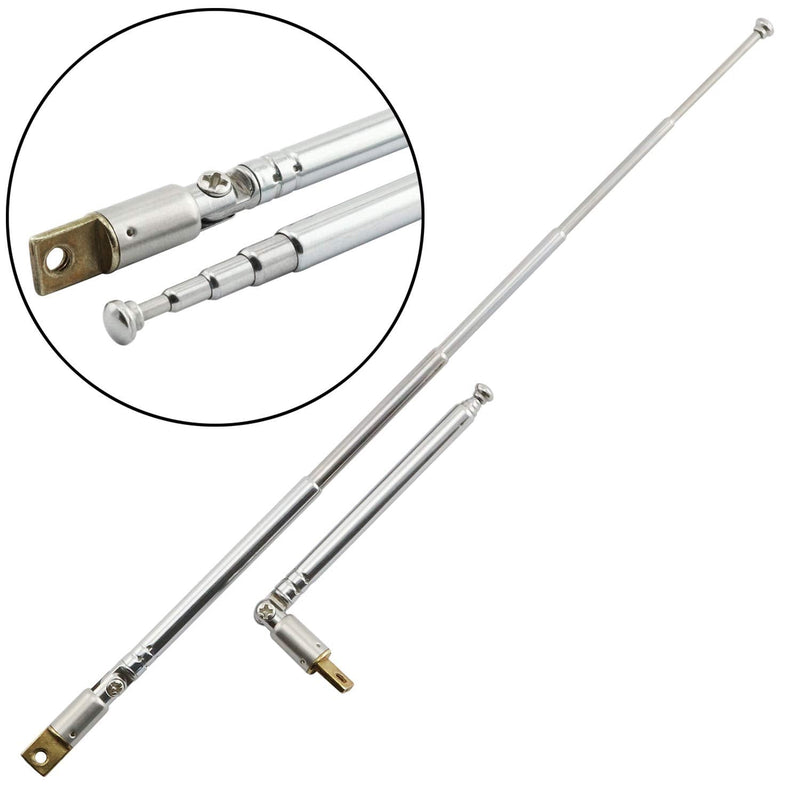 RuiLing 2-Pack 5 Section Stainless Steel AM FM Radio Antenna Replacement Telescopic Universal Aerial for TV Electronic Equipment,Stretch Length 9" (23cm)