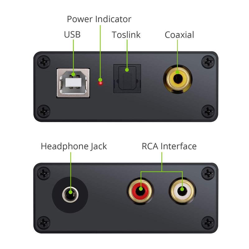 LiNKFOR USB to SPDIF Coaxial RCA and 3.5mm Headphone Jack Converter USB DAC Optical Audio Adapter USB DAC PCM for Windows Mac PS4 PS3