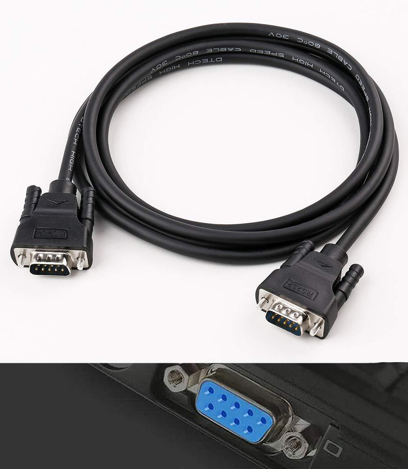 DTECH 10ft DB9 to DB9 RS232 Serial Cable Male to Male Null Modem Cord Cross TX RX line for Data Communication (10 Feet, Black)