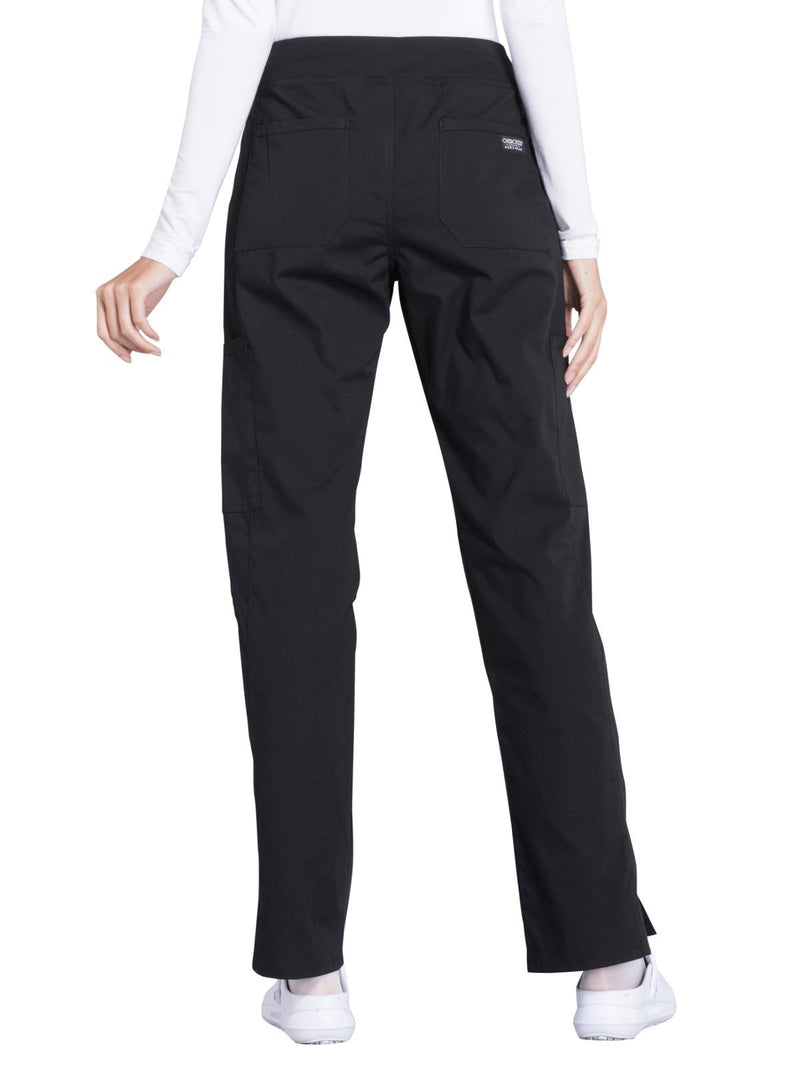 Workwear Professionals Women Scrubs Pant Mid Rise Straight Leg Pull-on Cargo WW170 XX-Small Petite Black