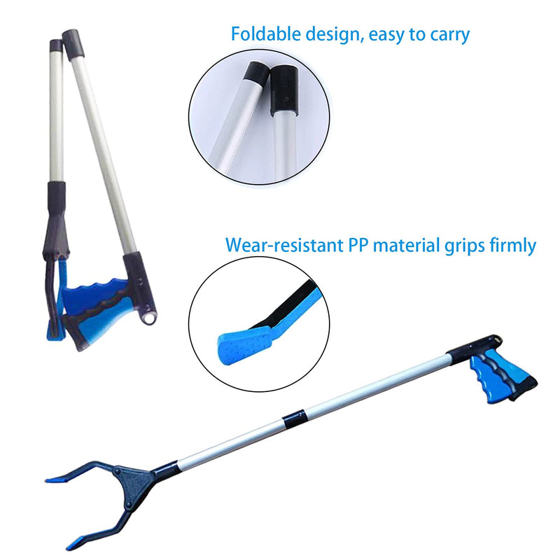 LGEGE 32"(81cm) Reacher Claw Grabber Tool, Foldable Grabbers for Elderly, 90 Degree Rotating Head, Lightweight Extra Long Handy Trash Claw Grabber, Reaching Tool for Trash Pick Up, Litter Picker