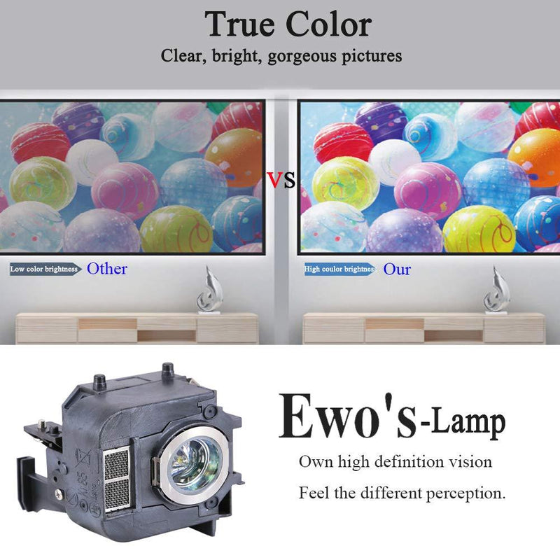 EWO'S ELP50 Replacement Projector Lamp for Epson ELPLP50/V13H010L50 Powerlite 84 84+ 825 825+ 826W 826W+ 85 85+ Lamp Bulb Replacement