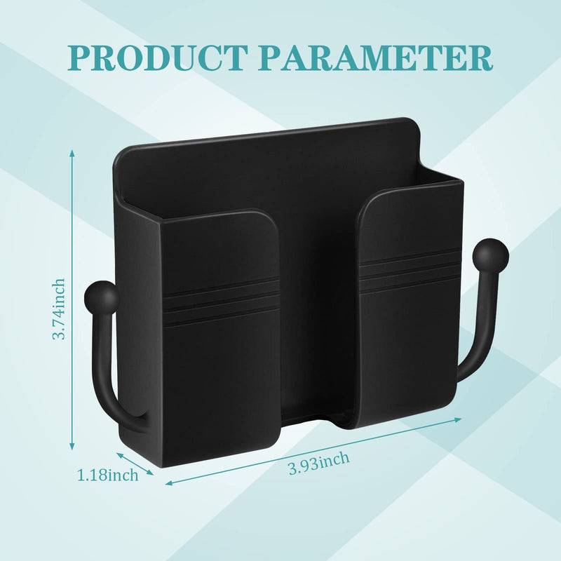 6 Pieces Wall Mount Phone Holder Self-Adhesive Wall Beside Organizer Storage Box Plastic Charging Phone Stand Remote Wall-Mounted Phone Brackets Holder for Bedroom (Black) Black