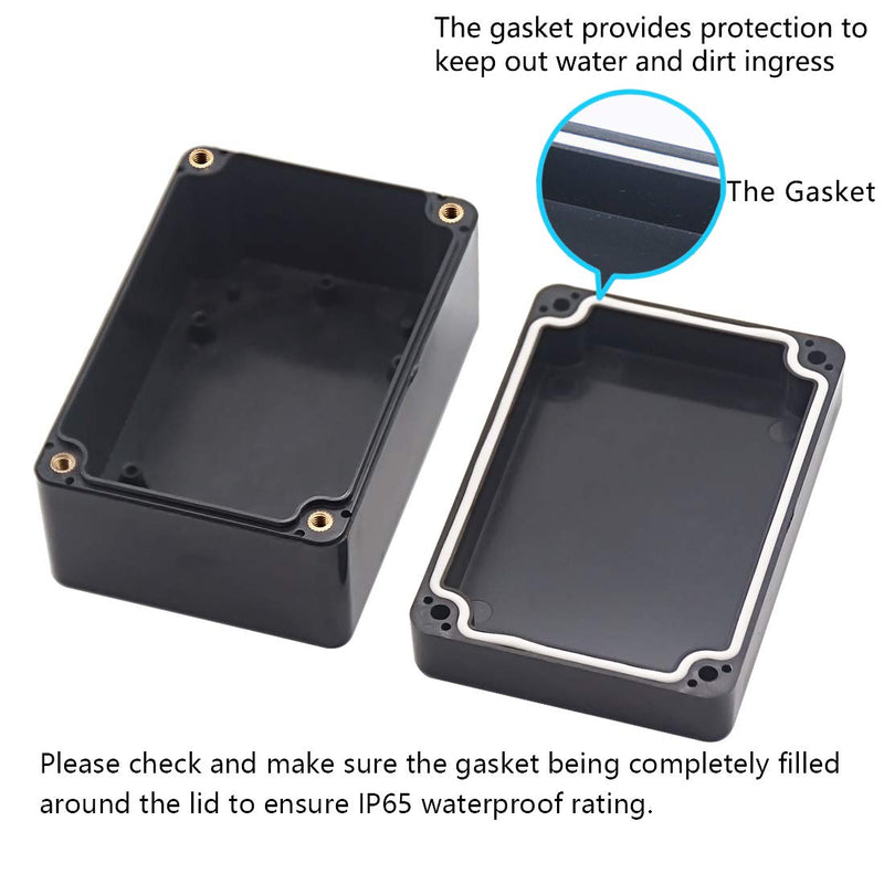 Zulkit Waterproof Plastic Project Box ABS IP65 Electrical Junction box Enclosure Black 3.94 x 2.68 x 1.97 inch (100x68x50mm) (Pack of 1) 3.94" x 2.68" x 1.97"(Pack of 1)