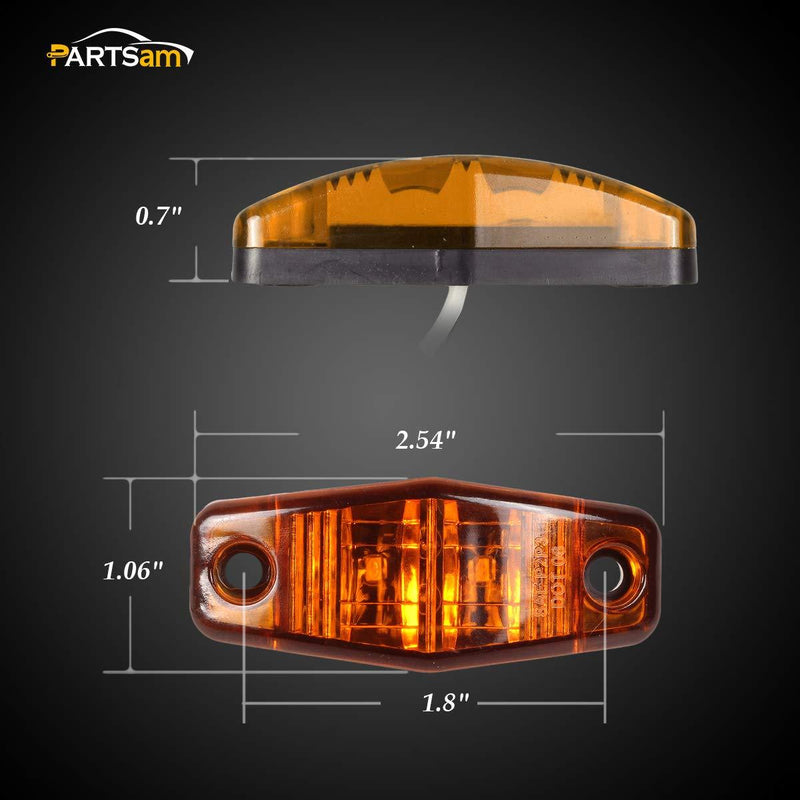 Partsam Universal Red/Amber Surface Mount LED Side Fender Marker Lights, Sealed Mini LED Side Marker Clearance Identification Lights, 2 Wire, 2 Diodes, 2.54 x 1.06 (Pack of 8)