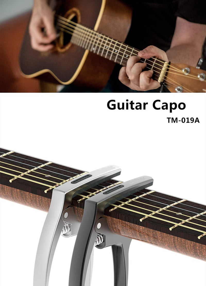 Guitar Capo,TANMUS 3in1 Zinc Metal Capo for Acoustic and Electric Guitars (with Pick Holder and 4Picks)ï¼ŒUkuleleï¼ŒMandolinï¼ŒBanjoï¼ŒClassical Guitar Accessories Black
