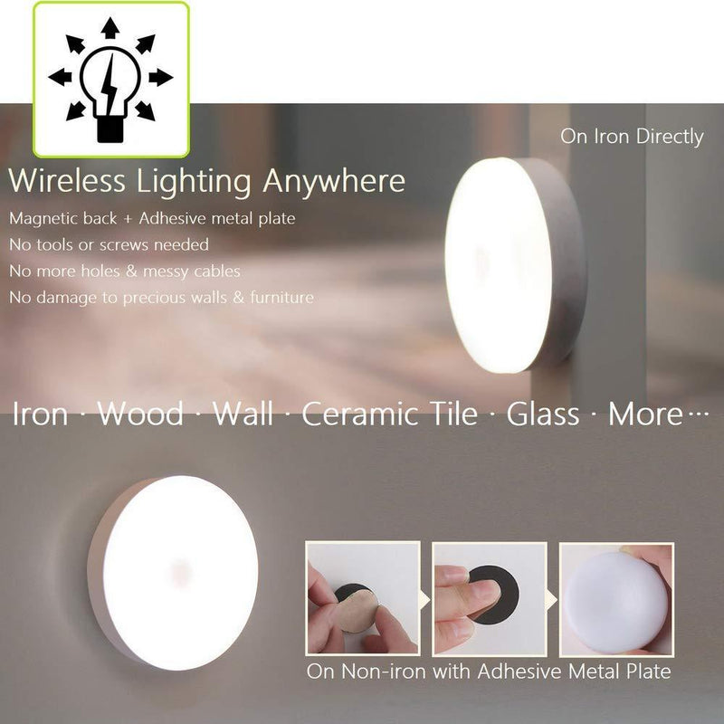 Mini Touch Light, RTSU Rechargeable Battery Operated Closet Lights Wardrobe Lights, Magnetic Stick-on Anywhere LED Night Light, Wireless Under Cabinet Lighting, Dimmable Tap Push Light Lamp (1 Pack) Ivory White-flat