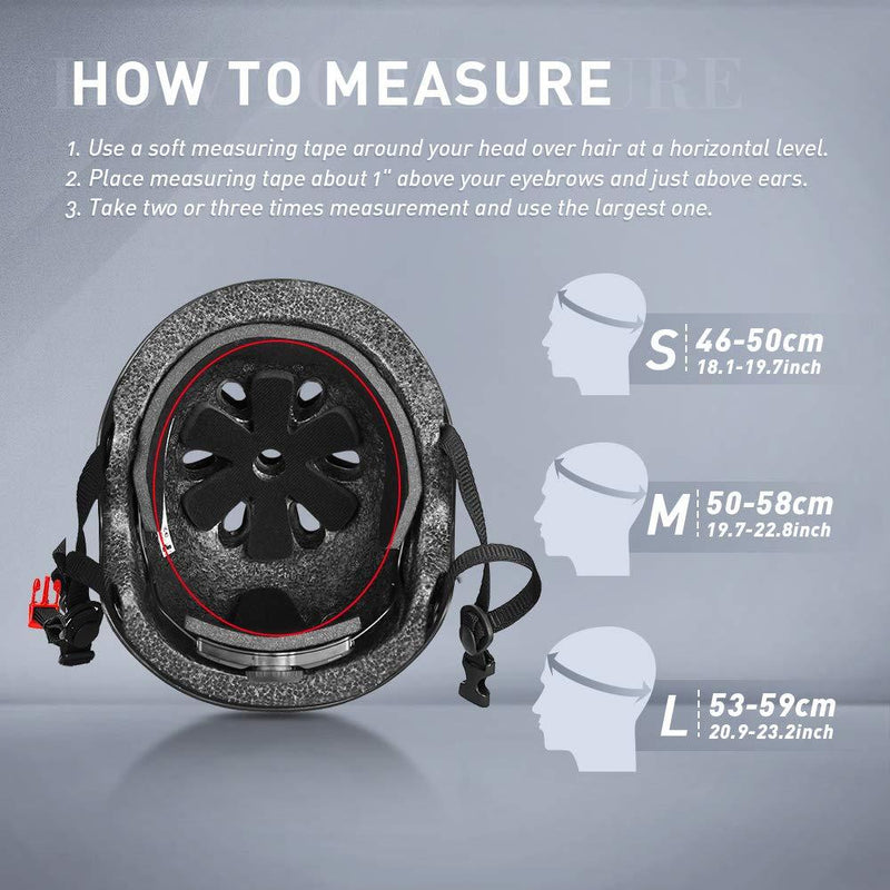 JBM Skateboard Helmet Impact Resistance Ventilation for Multi-Sports Cycling Skateboarding Scooter Roller Skate Inline Skating Longboard Black Small