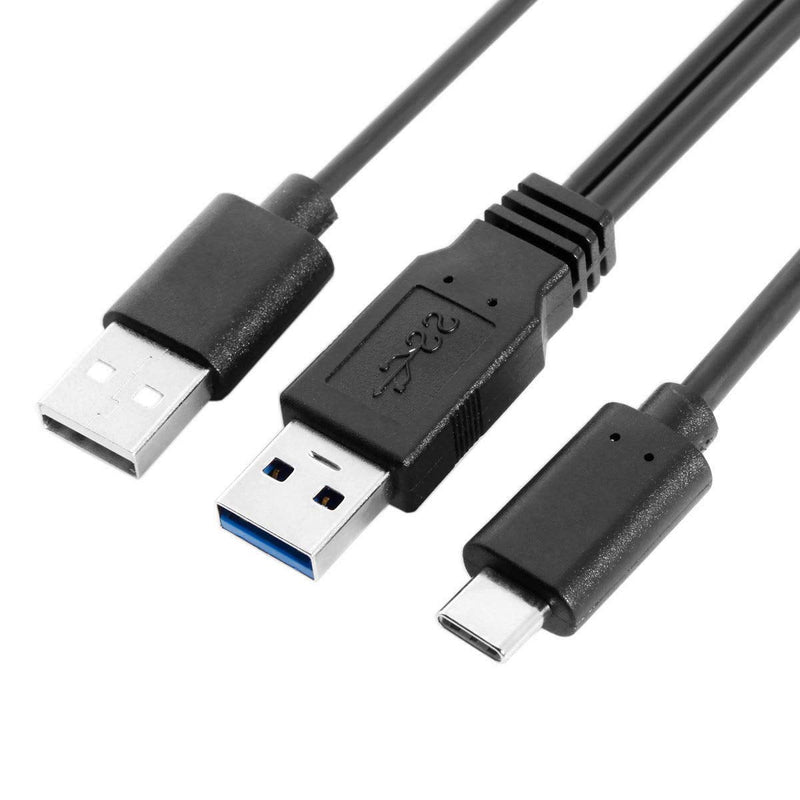 CY Type-C USB-C to USB 3.0 Male & USB 2.0 Dual Data Y Cable for Laptop & Hard Disk 60cm Black USB3.0