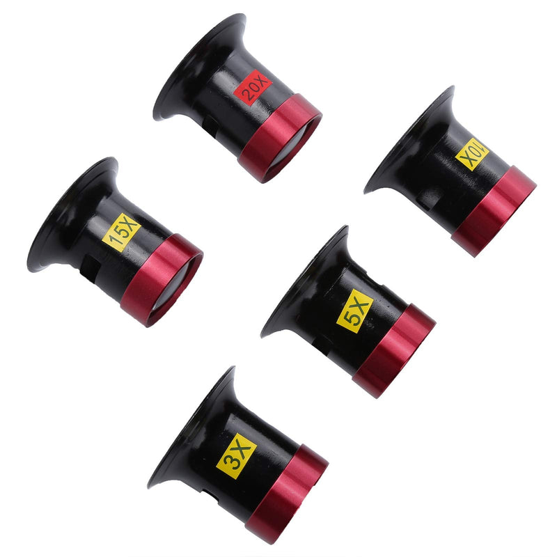 5Pcs Aluminum Alloy Magnifying Glasses, Watch Repair Glass Lens Magnifier Loupe Accessory Magnifying Glass For Watchmakers Eye Loupe Glass Tools