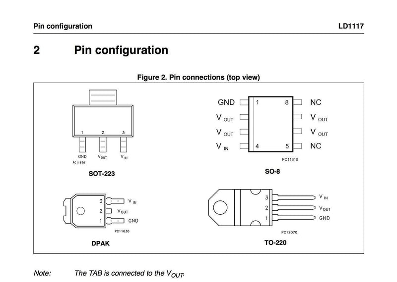 Bridgold 10pcs LD1117V33 LD111 LD33V Linear Voltage Regulator 950mA 3.3V TO-220,3-Pin