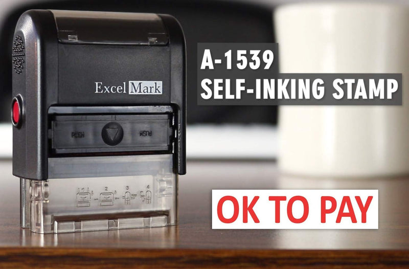 OK to Pay - ExcelMark Self-Inking Rubber Stamp - A1539 Red Ink