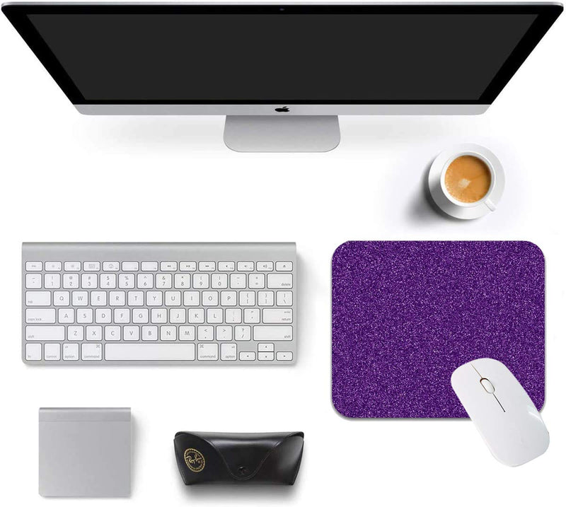 Purple Glitter Texture Mouse Pads Stylish Office Computer Accessory 9 x 7.5in