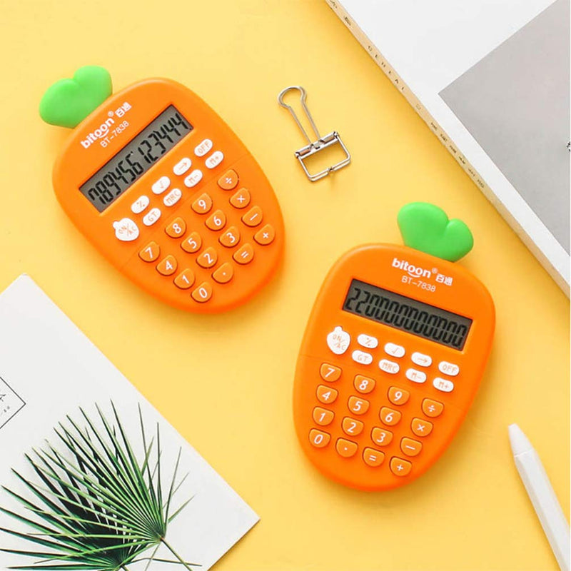 Toyvian Small Electronic Calculator Carrot Shape 12-Digit Portable Calculator Study Office School Supplies for Kids Students