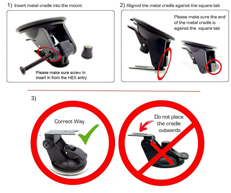 ChargerCity Super Suction Windshield Suction Cup Mount for Escort MAX & MAX2 only, NOT FOR 2020 Max 3 or MAX360C w/MAGNETIC connection)