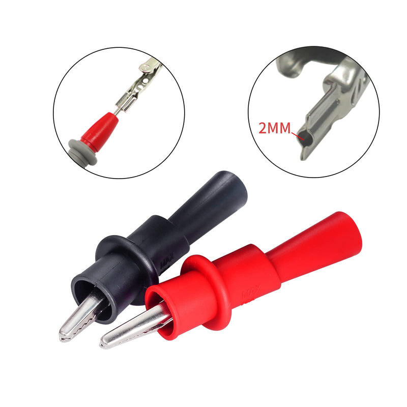 Peakelect 4PCS Insulated Alligator Clips Electrical Crocodile Clamps PVC Shell for Multimeter Test Lead Meter Probe red & Black