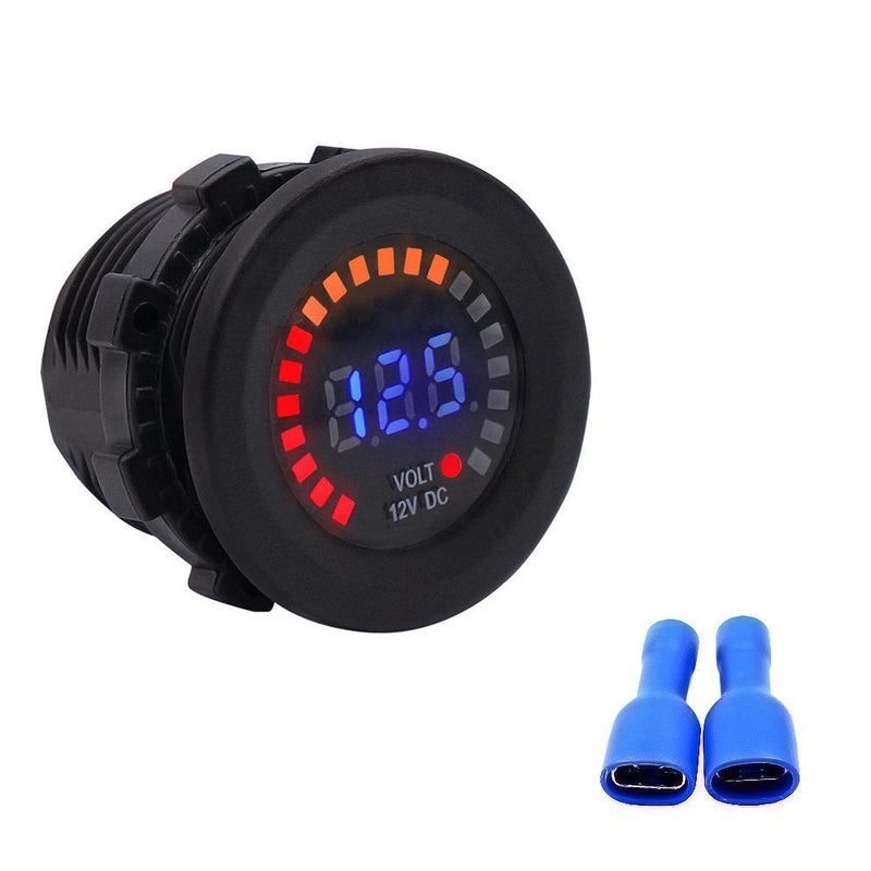 KNACRO 12V Color LED DC Digital Display Voltmeter Panel Waterproof Tester Volt Gauge for Car Motorcycle Truck Boat Marine