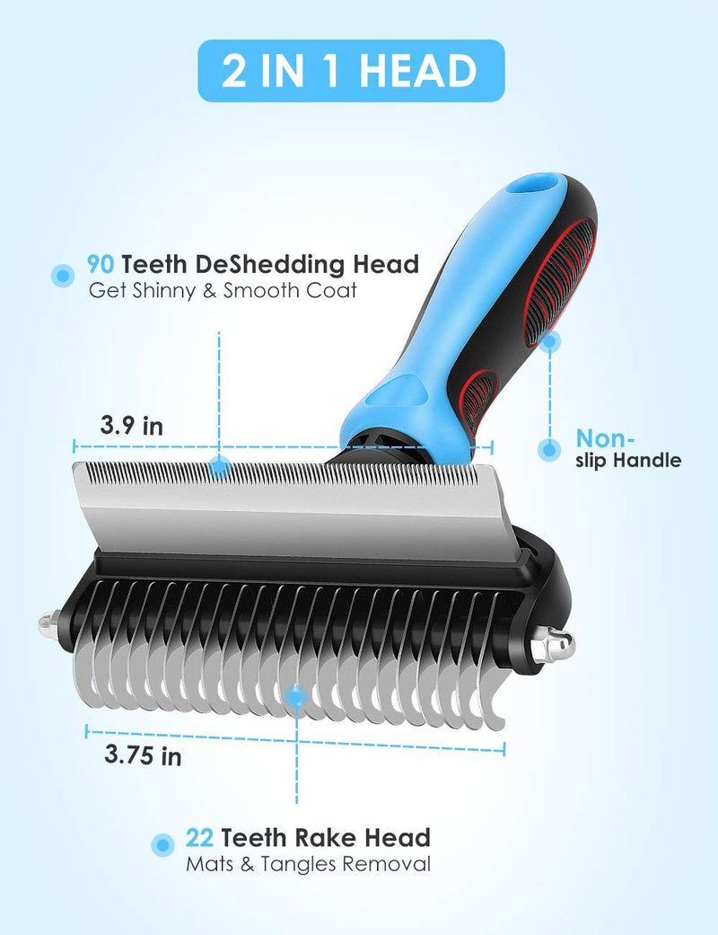 MalsiPree Pet Grooming Brush for Dogs/Cats, 2 in 1 Deshedding Tool& Dematting Undercoat Rake for Mats& Tangles Removing, Reduces Shedding by up to 95%, Great for Short to Long Hair Small Large Breeds Large (Pack of 1)